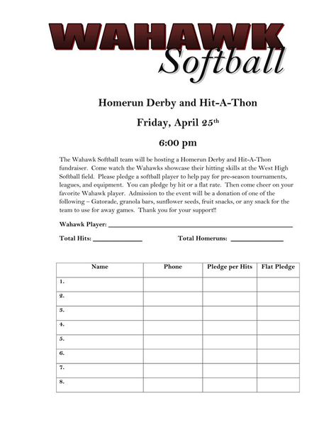 Hit-A-Thon form template Basketball Score Sheet, Sponsorship Letter Template, Form Reference, Basketball Tryouts, Baseball Fundraiser, Team Mom Baseball, Sponsorship Letter, Free Basketball, Team Schedule