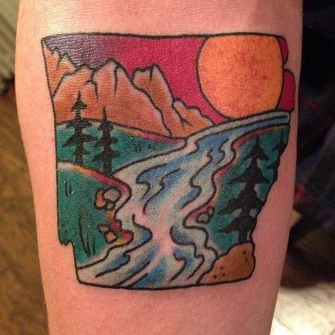 Pin for Later: 50 States of Tattoos: Ink Ideas From Every Corner of America Arkansas Razorback Tattoo Ideas, Arkansas Tattoo Ideas, State Tattoo Ideas, Arkansas Tattoo, State Tattoos, Utah Parks, Arkansas State, Bird Houses Diy, Home Tattoo