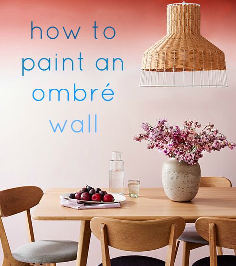 One way to dress up a room is to hang art. Another? Transform a plain surface into a stunning ombré wall in just five easy steps. Cool Wall Painting Ideas, Ombre Painted Walls, Ombre Paint, Wall Painting Techniques, Ombre Wall, Wall Paint Designs, Designs Ideas, Simple House, How To Paint