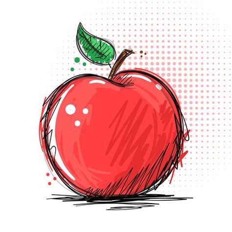 Apple Sketch, Sewing Machine Drawing, Apple Template, Fruit Logo Design, Drawing Apple, Apple Illustration, Fruit Logo, Fruits Drawing, Apple Art