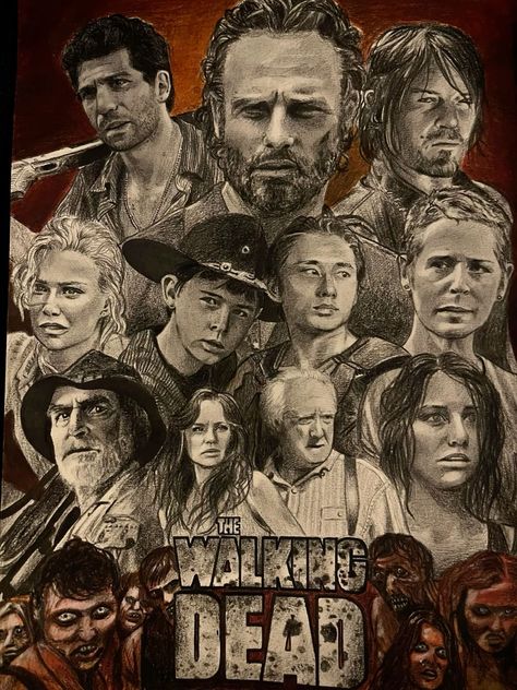 The Walking Dead Fanart, Twd Poster, Walking Dead Drawings, Walking Dead Poster, Object References, Aesthetic Overlay, Zombie Drawing, The Walking Dead Poster, Walking Dead Fan Art