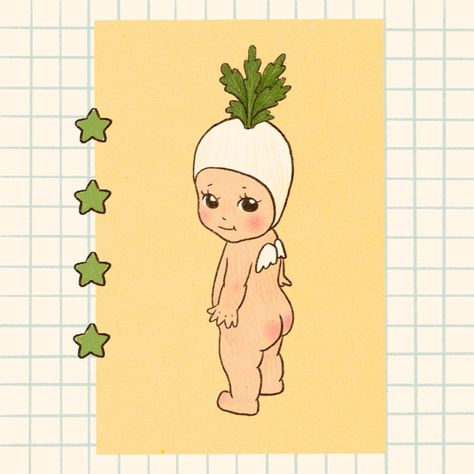 I have a ridiculous amount of Sonny Angels but this lil Japanese radish dude is the only double I’ve ever gotten, so I thought he deserved… | Instagram Cute Drawings Japanese, Angel Cute Drawing, Sonny Angel Sketch, Sonny Angel Print, Sonny Angel Painting, Sonny Angel Poster, Sonny Angel Illustration, Sonny Angel Art, Sonny Angel Drawing