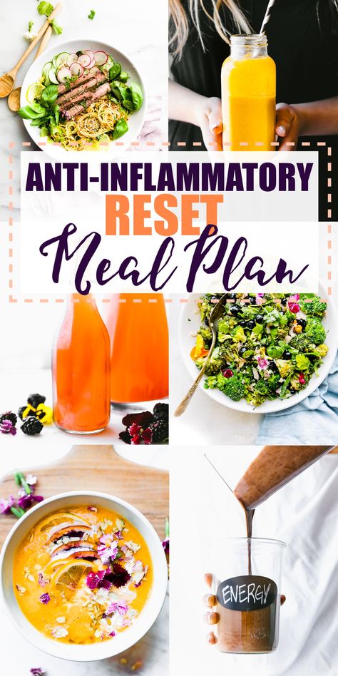 The anti-inflammatory diet meal plan is a simple, healthy meal plan to RESET your body from oxidative stress. If you're confused by the word anti-inflammatory, these healthy recipes are for you! Learn what foods help reduce inflammation and get delicious recipes to go along with it! #mealplan #antiinflammatory #diet #healthy Anti Inflammation Whole 30, Blend Diet Recipes, Gallstone Diet Recipes, Noninflammatory Foods Healthy, No Inflammation Diet, Anti Inflammation Recipes Make Ahead, Inflammation Diet For Beginners Recipes, Recipes To Lower Inflammation, Gallbladder Healthy Meals