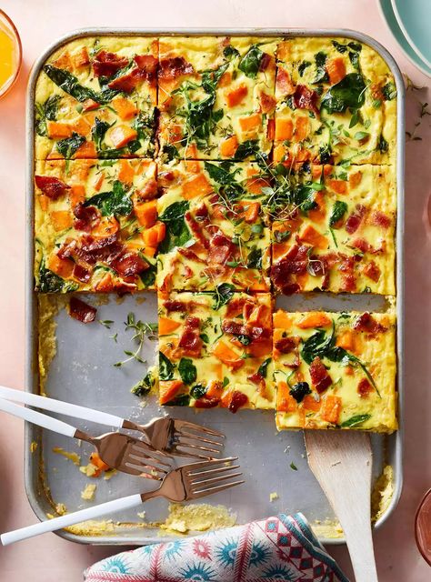 Quiche Sweet Potato, Sweet Potato Spinach Quiche, Sheet Pan Quiche, Savoury Breakfast Ideas, Sweet Potato Quiche, Spinach And Sweet Potato, Potato Quiche, Fancy Edges, Best Egg Recipes