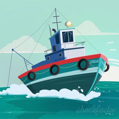 Fishing Boat Cartoon Illustration  #cartoon #comic #boat #fishing #gonefishing #vessel #illustration #sea #ocean #ship   Blog |  dietmar höpfl - stock vector logo design Ship On The Sea Drawing, Ship Illustration Vector, Vessel Illustration, Fishing Boat Illustration, Fishing Boat Drawing, Cartoon Boat, Fishing Ship, Sea Cartoon, Fishing Illustration