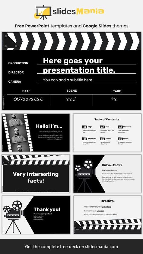 Picture Presentation Ideas, Film Presentation Template, Film Powerpoint Design, Movie Ppt Template, Movie Presentation Template, Movie Powerpoint Template, Presentation About Myself Ideas, Film Presentation Design, Slideshow Ideas Aesthetic