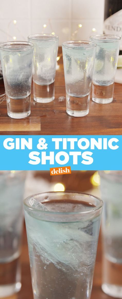 Gin & Titonic Shots Gin Shots, Hard Drinks, Jelly Shots, Custom Shot Glasses, Gin Tasting, Mystery Party, Rum Drinks, Vodka Drinks, Shot Recipes