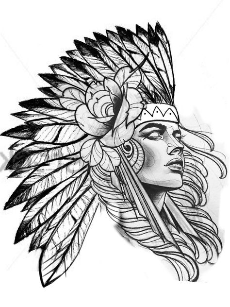 Indian Women Tattoo, Indian Girl Tattoos, Indian Tattoo Design, Aztec Tattoos Sleeve, Headdress Tattoo, Country Tattoos, Family Tattoo Designs, Native American Tattoos, Armband Tattoo Design