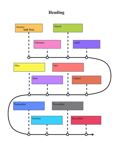 Curved Timeline Graphic Organizer Graphics Organizer Template, Graphic Organizer For History, Story Element Graphic Organizer, Main Idea Graphic Organizer, Vertical Timeline Infographic, Graphic Organizer Template, All The Months, Story Map, Cause And Effect