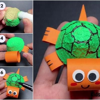 K4 Craft Videos - How To Make Egg Carton Turtle Craft For... | Facebook Egg Box Activities For Kids, Egg Carton Turtle Craft, Egg Crate Crafts For Kids, Egg Cartoon Art Kids Crafts, Egg Carton Crafts For Kids, Sea Turtle Craft, Kindergarden Art, Mfw Kindergarten, Turtle Craft