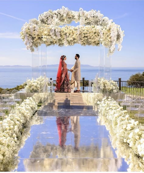 White Mandap, Indian Wedding Theme, Indian Destination Wedding, Work Portfolio, Dream Wedding Decorations, Mandap Decor, Desi Wedding Decor, Wedding Planning Decor, Wedding Mandap