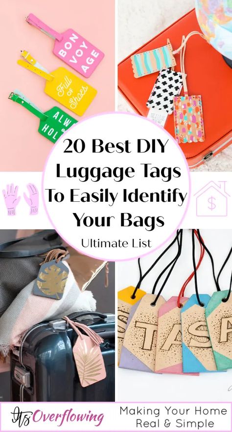 Luggage Labels Diy, Diy Luggage Tags Easy No Sew, Travel Bag Tags Diy, Suitcase Identifier Diy, Luggage Tag Sayings, Homemade Luggage Tags, Suitcase Tags Ideas, Luggage Tags Ideas, Suitcase Tags Diy