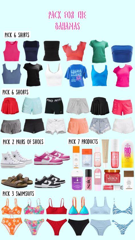 pack for the bahamas!!!!🛼🌊☀️🌴 Cute Travel Outfits, Tiktok Fashion, Casual Preppy Outfits, Trendy Outfits For Teens, Casual School Outfits, Quick Outfits, Cute Preppy Outfits, Easy Trendy Outfits, The Bahamas