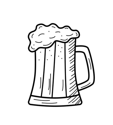 Glass beer mug with foam icon. Vector illustration of a logo for a bar or pub. Single doodle sketch isolate on white. Beer Doodle, Glass Beer Mugs, Glass Beer, Doodle Sketch, A Bar, A Logo, White White, Journal Ideas, Beer Mug