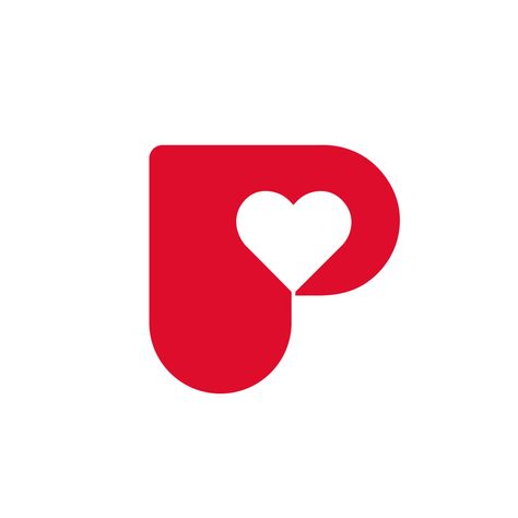 Pr Love Logo, P Logo Design Ideas, Letter P With Heart, Heart Logo Design Ideas, Letter P Logo Design Creative, Letter P Monogram, Pigeon Logo, Single Letter Logo, Letter P Logo