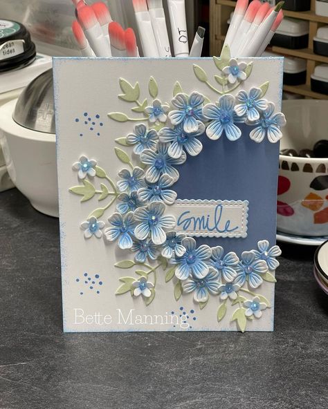 Instagram post by Bette Manning • Apr 29, 2022 at 12:13am UTC Bette Manning, Half Wreath, Stampin Up Birthday Cards, Making Flowers, Card Crafting, Spellbinders Cards, Leaf Crafts, Birthday Cards For Women, Card Techniques