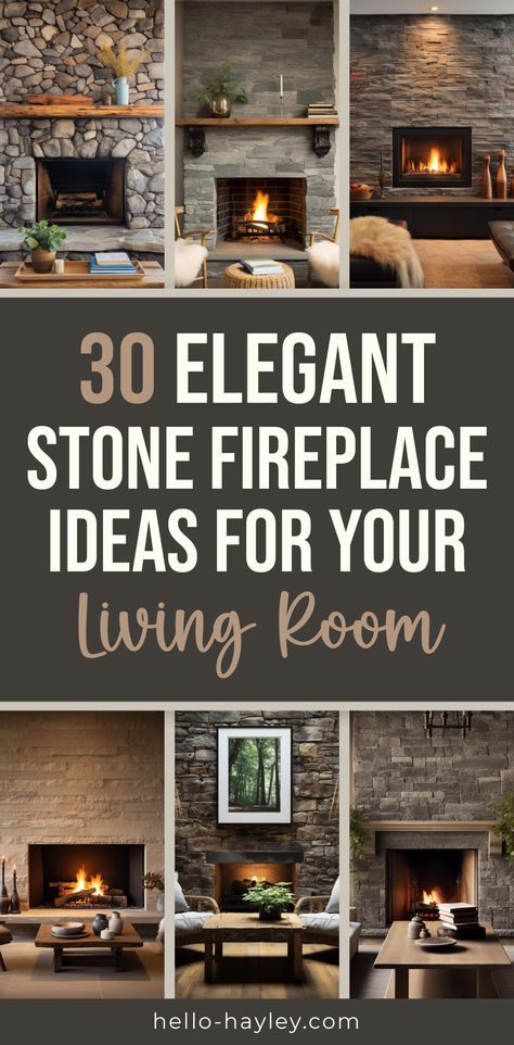 30 Elegant Stone Fireplace Ideas for Your Living Room Log Burner Traditional Fireplace, Floor To Ceiling Stone Fireplace Ideas, Popular Fireplace Designs, Texture Fireplace Wall, Fireplace With No Surround, Stone Fireplace Styling, Modernizing Brick Fireplace, Christmas Stone Fireplace, Has Fireplace Ideas