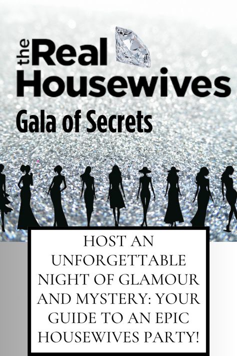 Glamour & Gossip: The Ultimate Guide to Hosting a 'Real Housewives' Murder Mystery Night! 🥂👠 Elevate your party game with tips, drama & luxury. Luanne Lush has been murdered at the Gala of Secrets! Your guests will need to find the killer before the night is over and all the housewives secrets are revealed! #MurderMysteryParty #RealHousewivesGala #EpicPartyIdeas #GameNightsGalore" Real Housewives Dinner Party, Real Housewives Themed Party, Real Housewives Party, Mystery Hostess Party, Mystery Hostess, Mystery Dinner Party, Mystery Dinner, Mystery Games, Mystery Party