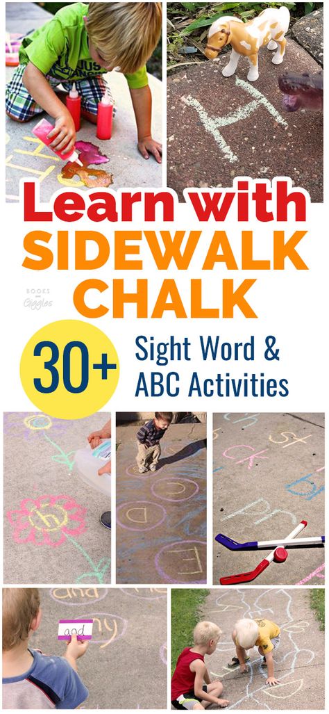 Sidewalk Chalk: 30+ Fun Ways to Play with Words & Letters Sidewalk Chalk Games, Boys Activities, Games To Play Outside, Chalk Activities, Abc Games, Fun Card Games, Abc Activities, Card Games For Kids, Play Outside