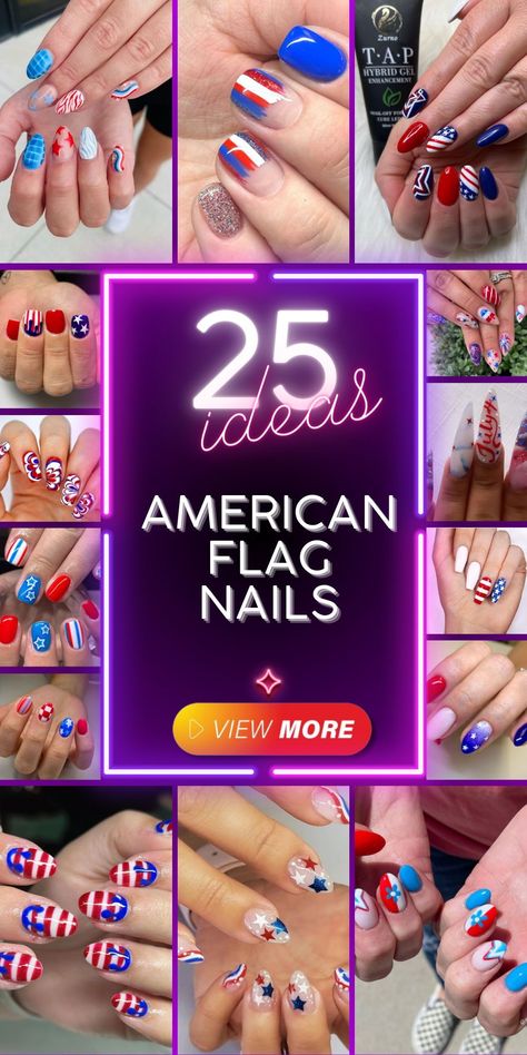 Make a patriotic statement with our American flag nails designs for the 4th of July! Whether you're into classic red and white French tips or bold pink and white acrylic art, we have ideas to inspire your manicure. From simple almond shapes to intricate chrome designs, our nails capture the spirit of the USA in style. Get inspired and flaunt your patriotism with our cute and easy nail ideas! Usa Nail Art, Patriotic French Tip Nails, America French Tip Nails, American Themed Nails, American Flag Nails Designs, Long Acrylic Designs, Usa Flag Nail Art, Nails For 4th Of July, Easy Fourth Of July Nails To Do At Home