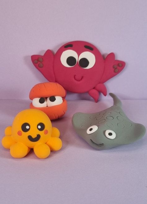 Air Dry Clay Animals, Baby Octopus, Clay Animals, Dry Clay, Stingray, Rubber Duck, Air Dry Clay, Clay Creations, Clay Crafts