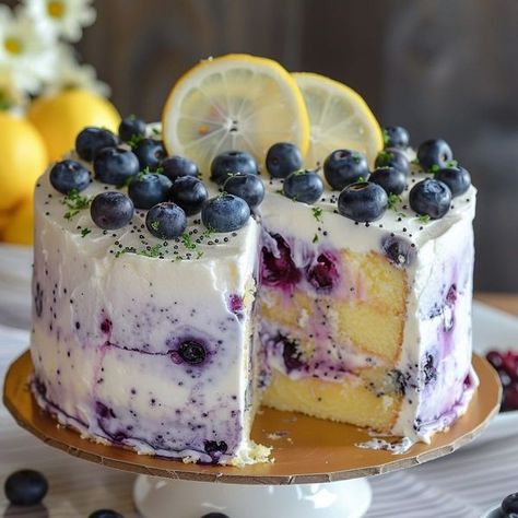 Ina Garten Blueberry Lemon Cream Cake, Cheesecake Cake Recipes, Lemon Blueberry Cheesecake, Cheesecake Cake, Blueberry Lemon Cake, Blueberry Cake, Blueberry Cheesecake, Creamy Cheesecake, Lemon Blueberry