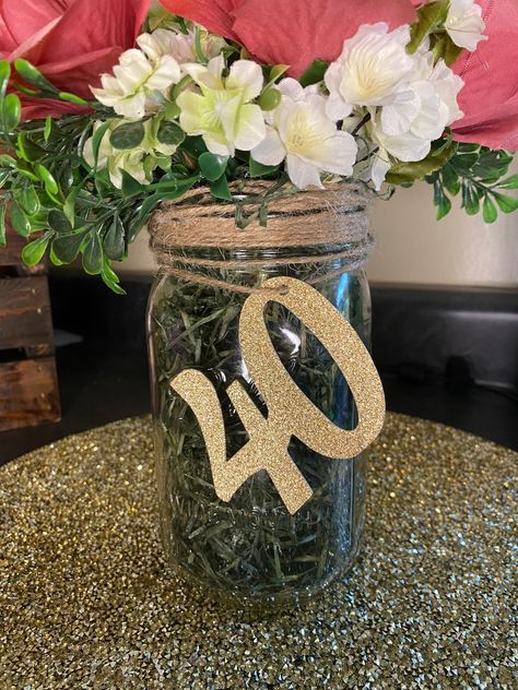 40th Table Centerpieces, Table Decorations For 40th Birthday, 40th Birthday Ideas For Women Decoration, 40th Birthday Table, 40th Birthday Table Decorations, 40th Birthday Centerpiece, 40th Birthday Centerpieces, 40th Bday Ideas, Birthday Centerpiece