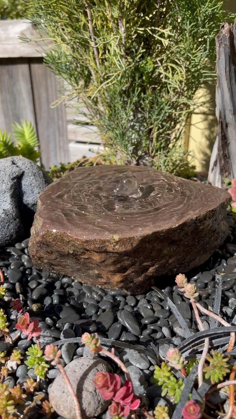 Railroad Ties Flower Bed, Quadrant Garden Design, Small Rock Fountain Ideas, Cat Paw Print Keepsake, In Ground Fountain, Bubbling Rock Water Feature, Big Rocks In Landscaping, Green Cottage Interior, Garden Fountains Landscaping