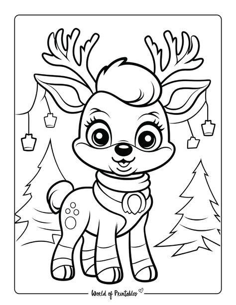 Reindeer Coloring Pages, Cards Drawing, Winter Coloring Pages, Tree Coloring, Christmas Tree Coloring Page, Color Sheets, House Colouring Pages, Fire Flower, Coloring Pages For Boys