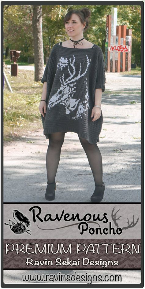 Goth Crochet Sweater Pattern, Goth Knitting Pattern, Goth Crochet Patterns Free, Crochet Raven, Crochet Cardigan Ideas, Gothic Crochet, Goth Crochet, Cardigan Ideas, Poncho Patterns