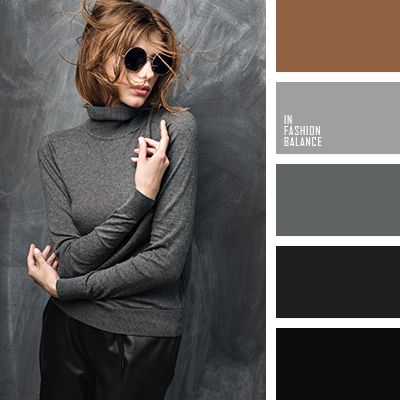 brown, dark grey, leather, leather pants, light grey, mouse grey, pastel shades of grey, sweater. Wardrobe Color Guide, Grey Mouse, Fashion Palette, Colour Combinations Fashion, Color Combos Outfit, Monochrome Palette, Color Combinations For Clothes, Color Schemes Colour Palettes, Grey Color Palette