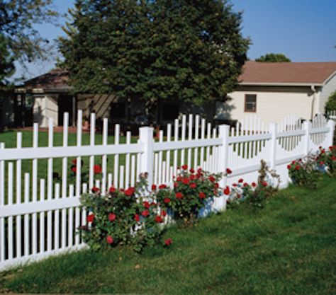 Fence Types, Vinyl Fence Ideas, Stockade Fence, Wood Fence Installation, Picket Fence Ideas, Cedar Board, White Vinyl Fence, Yard Landscape Ideas, Vinyl Fences