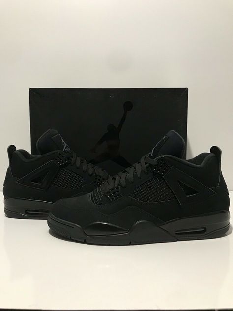 New!!! Air Jordan 4 Retro OG Black Cat (2020)!!! In Original Box!!! High Quality Sneakers!!!! Fast And Free Shipping!!!  NO Returns!!! Returns: Not Accepted!!!  Any Questions Please send us a message!! Thank you.. Nike All Black Shoes, Jordan 4 Black Cat Aesthetic, Air Jordans 4 Retro Black Cat, Black Cat Jordan 4 Shoes, Jordan 4’s Millitary Black, Air Jordan 4 Black Cat, Jordan 4 Retro Military Black, Jordan 4 Black, Sneakerhead Room