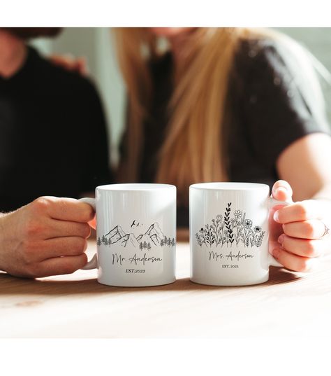 Personalized Gift For Couple Wedding Mr and Mrs Mug Matching Cup Wife And Husband Mug Custom Mug New Wife Gift Anniversary gift Wedding Gift Wedding Mr And Mrs, Matching Mugs, Perfect Engagement Gifts, Wife And Husband, Custom Photo Mugs, Personalized Matches, Personalized Couple Gifts, Engagement Gifts For Couples, Couple Mugs