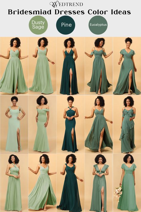 Sage Green Dress Maid Of Honor, Wedding Green Dress Maids, Olive Green Maid Of Honor Dress, Green Weddings Aesthetic, Dark Sage Dress, Green Wedding Dress For Bridesmaid, Brides Maids Dress Styles 2023, Maid Of Honor Dress Styles, Wedding Matron Of Honor Dresses