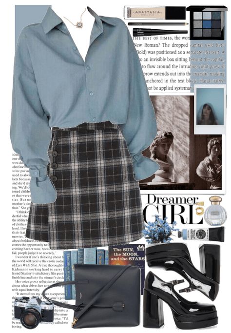 Blue Sweaters Outfit, Witch Fall Outfit, Bookcore Outfit, Blue Academia Outfits, Academia Fashion, Blue Outfit, Look Vintage, Swaggy Outfits, Elegant Outfit