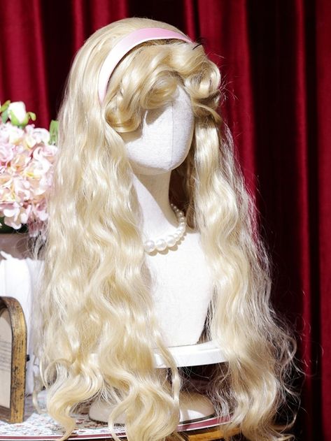 Step into the world of Barbie with this stunning wig that exudes elegance and sophistication. The curly bangs are designed to frame your face perfectly, making it appear smaller and more delicate, without any flattening effect. When you wear this wig, you will embody the luxurious and noble essence of Barbie herself.  Please note: The price includes one wig only.   	 		 			Size 			Free Size 		 		 			Length 			65 Hair Styles Wig, Different Bangs, Curly Long Hairstyles, Vintage Wigs, Blonde Hair Wigs, Fairytale Hair, Cute Wig, 1930s Hair, Blonde Curly Wig