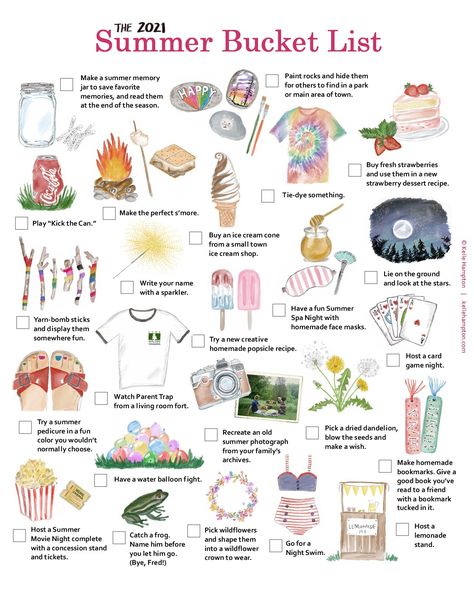 Things To Do On Holidays At Home, Summertime Bucket List, Summer Must Do List, May Bucket List Ideas, Bucket List Things To Do, Spring Bucket List For Kids, June Bucket List Ideas, Summer Todo List, Summer Bucket List Art