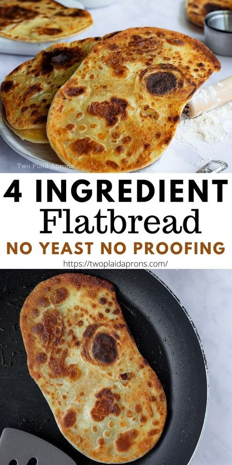 Quick Flat Bread Recipe, Yogurt Flatbread Recipe, Quick Flatbread, Yogurt Flatbread, Garlic Flatbread, Flatbread Dough, Easy Flatbread Recipes, Crispy Flatbread, Make A Pizza