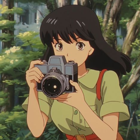 Ghibili Girls Icon, Ghibli Girl Icons, Artsy Profile Picture, Ghibli Girl Aesthetic, Gibli Studio Icon, Anime Pictures Profile, Anime Pfp Ghibli, Black Hair Profile Picture, Profile Picture Instagram Cartoon