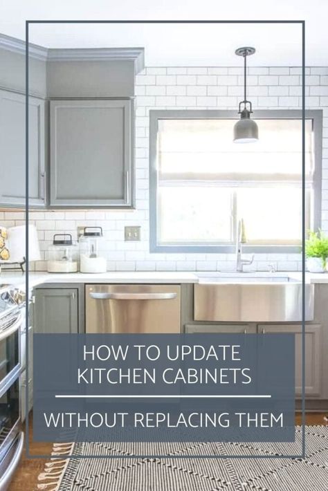 Give new life to old kitchen cabinets! Here are five easy DIY ideas to update kitchen cabinets without replacing them. Modernizing Kitchen Cabinets, Replace Kitchen Cabinets, Updating Existing Kitchen Cabinets, Renovate Kitchen Cabinets, Resurfaced Kitchen Cabinets, Making Kitchen Cabinets Look Like Furniture, Old Kitchen Cabinet Makeover, Replacing Kitchen Cabinets, Small Kitchen Plans