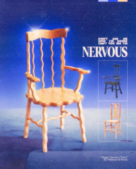 squiggly chairs, nerviosilla, nerviosilla meme, nervous chair wilkinson rivera, chair ad, furniture ad, graphic design, graphic designer, graphic design community, poster design, poster art, digital archive, retro art, photoshop, photoshop artwork, made with photoshop Chair Ads, Concept Chair, Photoshop Poster Design, Furniture Graphic, Oh The Irony, Printable Wall Poster, Retro Style Posters, Adobe Design, Modern Graphic Art