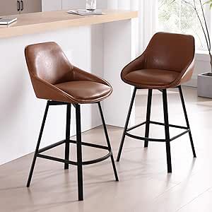 Brown Leather Bar Stools, Leather Barstools, Stools For Kitchen, Counter Stools With Backs, Bar Stools Kitchen Island, Modern Counter Stools, Stools For Kitchen Island, Bar Stools With Backs, Home Bar Furniture