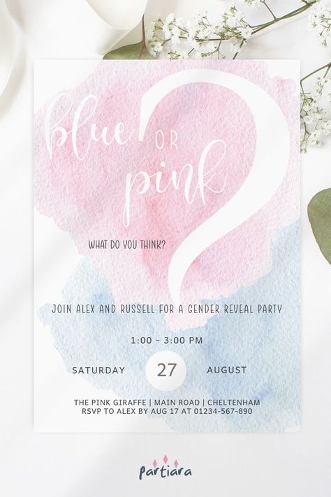 Bear Baby Shower Theme, Pink Giraffe, Gender Reveal Party Invitations, Gender Reveal Party Theme, Gender Reveal Themes, Gender Reveal Party Decorations, Gender Reveal Invitations, Baby Gender Reveal, Baby Gender