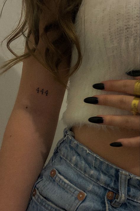 Small 444 Tattoo Ideas, Simple Tattoos Arm Women, Simple Tattoos Arms, Tattoos Simplistic, Back Of The Arm Tattoo For Women Simple, Small Tattoos Arm Placement, Women Small Arm Tattoo Ideas, Small Cute Arm Tattoos For Women, Tattoo Ideas Small Arm