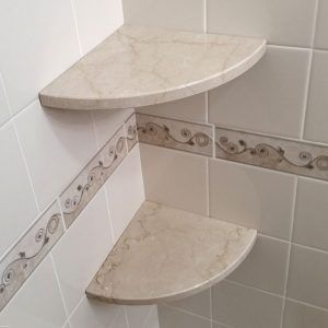 Ceramic Shower Shelf, Wall Corner Design, Shower Corner Shelves, Bathroom Corner Shelves, Corner Shower Shelves, Tile Shower Shelf, Corner Shelf Bathroom, Stone Shelf, Tiles For Bathroom Walls