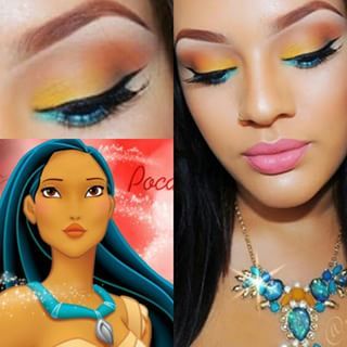 This oh-so-pretty Pocahontas-inspired design. | 16 Crazy-Awesome Examples Of Eyeshadow Art Pocahontas Inspired Nails, Pocahontas Makeup, Disney Eye, Eyeshadow Art, Disney Eye Makeup, Disney Character Makeup, Disney Inspired Makeup, Disney Princess Makeup, Fantasy Make-up