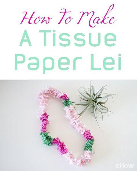 Get in the summer mood with these easy-to-make DIY paper lei necklaces! Whether you're planning a luau or just chilling by the pool or on the sand, this festive project is sure to bring you and those wearing it a smile to their faces. http://www.ehow.com/how_7188691_do-necklace-out-tissue-paper_.html?utm_source=pinterest.com&utm_medium=referral&utm_content=freestyle&utm_campaign=fanpage How To Make A Lei Diy, Luau Leis Diy, How To Make A Hawaiian Lei, Diy Leis Hawaiian, Paper Leis Diy, Diy Leis For Kids, Hawaiian Lei Diy, How To Make A Lei Flowers, Paper Flower Lei