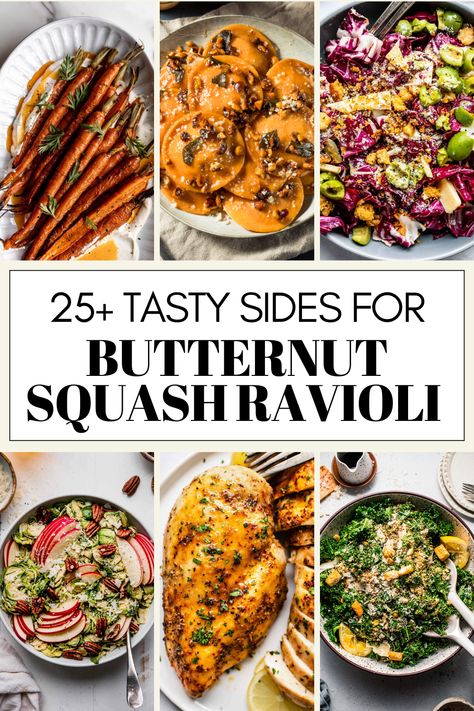 Looking for the perfect sides to go with your butternut squash ravioli? I’ve rounded up 25+ delicious options that are sure to make your meal even better! Whether you’re in the mood for something light and refreshing, like a crisp salad, or a warm and cozy side, like roasted veggies, there’s something here to perfectly balance the sweet and savory flavors of your ravioli! Ravioli Dinner Ideas, Chardonnay Food Pairing, Autumn Pasta Recipes, Oven Baked Chicken Legs, White Wine Sauce Recipes, Grilled Broccolini, Crisp Salad, Squash Ravioli, Easy Oven Baked Chicken