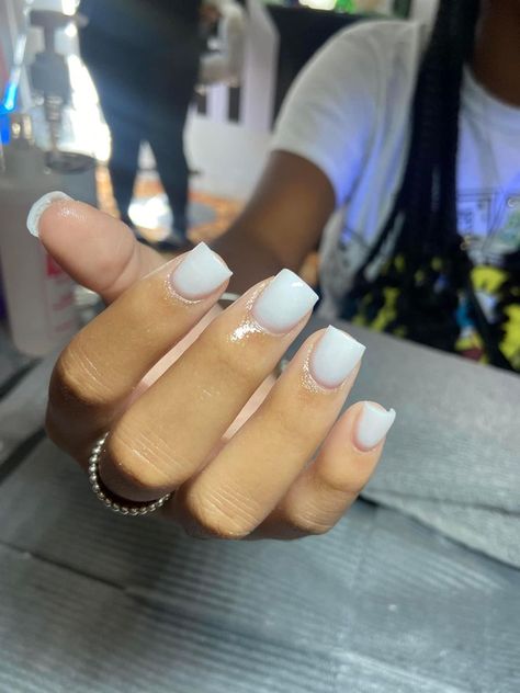 Basic Short White Nails, Super Short White Acrylic Nails, Nub Nails Shorts, Short Layover Nails, Rlly Short Acrylic Nails, Small Short Acrylic Nails, Short White Overlay Nails, Short Thick Acrylic Nails, Regular Acrylic Nails Short